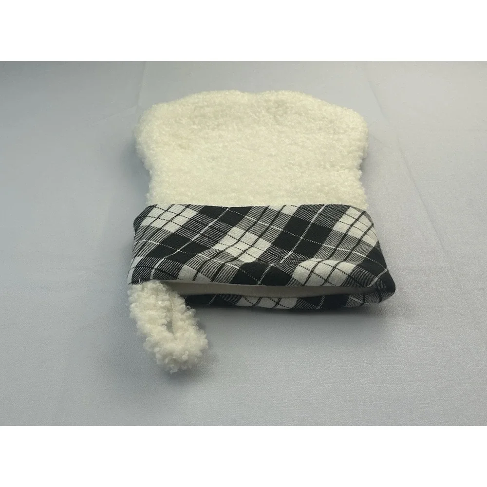 Hobby Lobby Christmas Stocking Sherpa Plaid Paw Print Pet Dog Cat 13